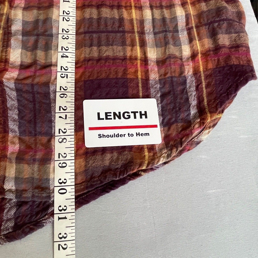 Beachlunchlounge Womens XL Plaid Seersucker Button Down Shirt Burgundy LCTS013 - Picture 10 of 10